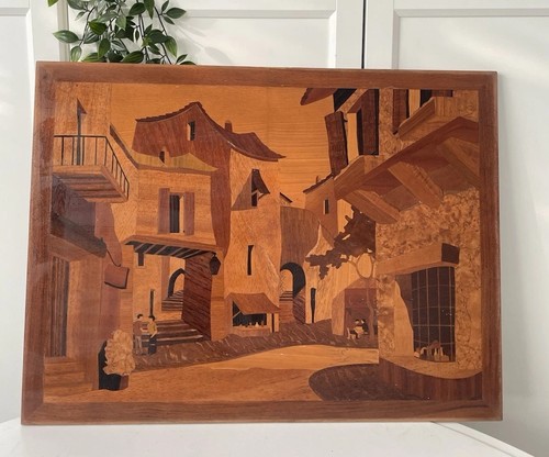 Vintage marquetry wall panel - marquetry,