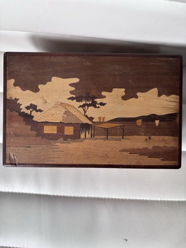 Vintage wooden marquetry box - vintage,