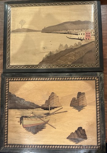 Pair italian marquetry wood - of,