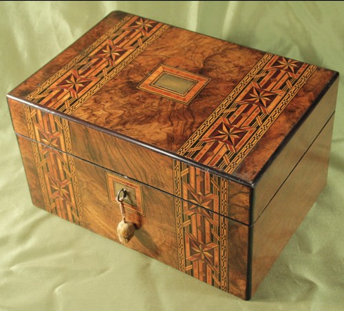 Antique c1890 inlaid burl - antique,