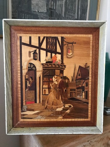 Vintage wooden marquetry - vintage,