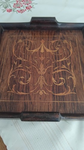 Antique square wooden - antique, 9.5"