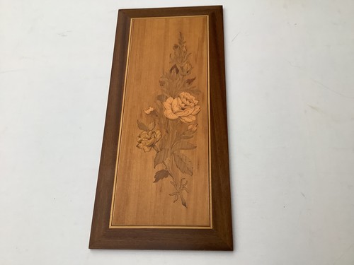 Marquetry inlaid wood plaque - inlaid,