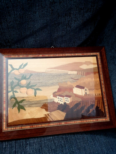 Marquetry picture village - marquetry,